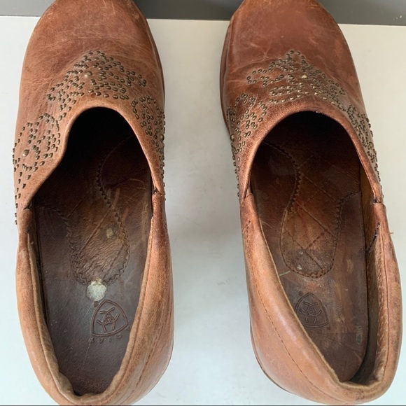 Ariat Tan Leather Slip-On Shoes With Stud Detail Size 7 - Picture 12 of 12